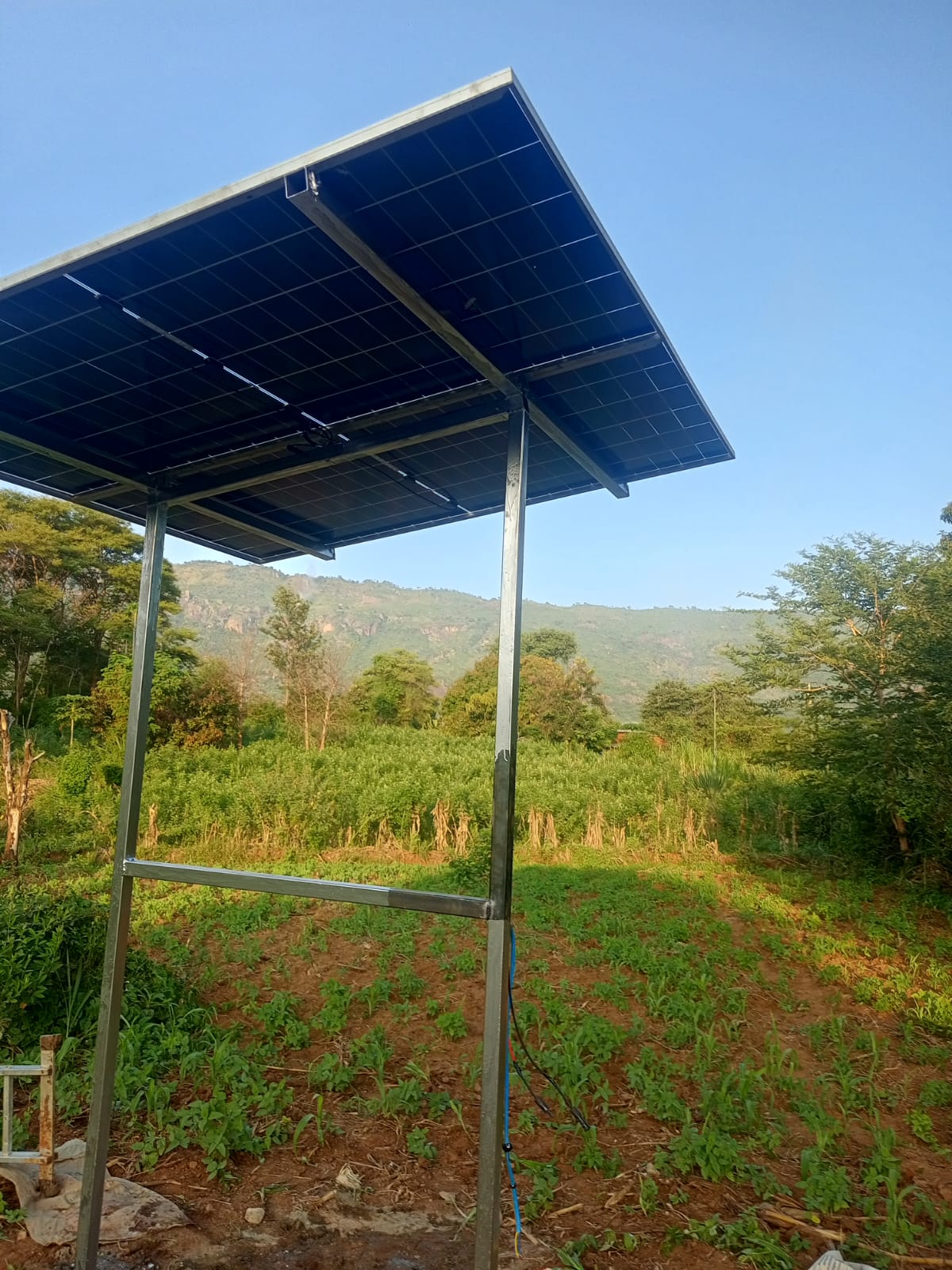 Solar panel structure on farmland